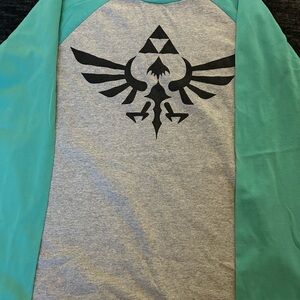 Grey & Teal Zelda Tee with Black Graphic